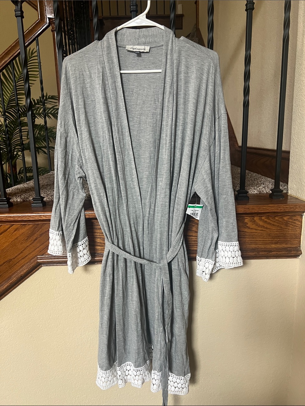 Grey Crochet-Trim Robe with Belt by Cupcakes and Cashmere